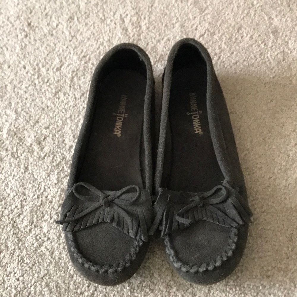 Minnetonka grey moccasins.